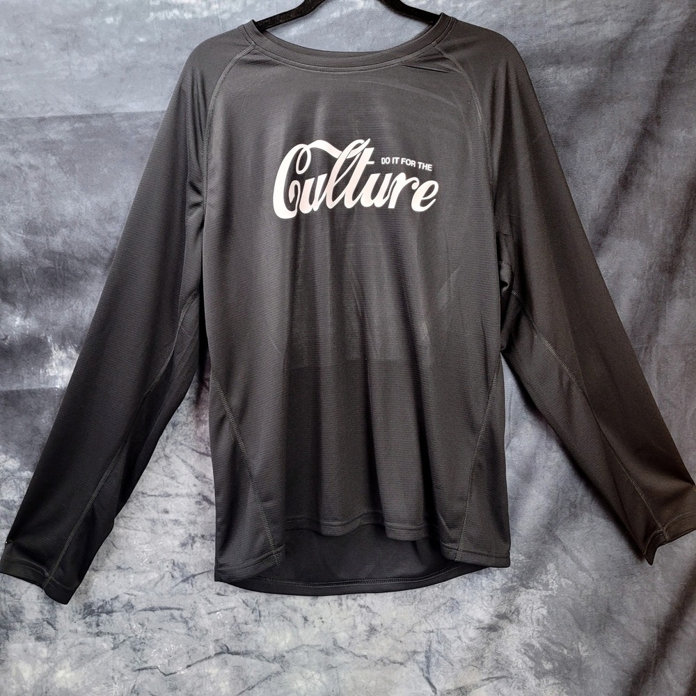 Ideology Do It For The Culture Activewear Top Womens L Black Long Sleeve Graphic